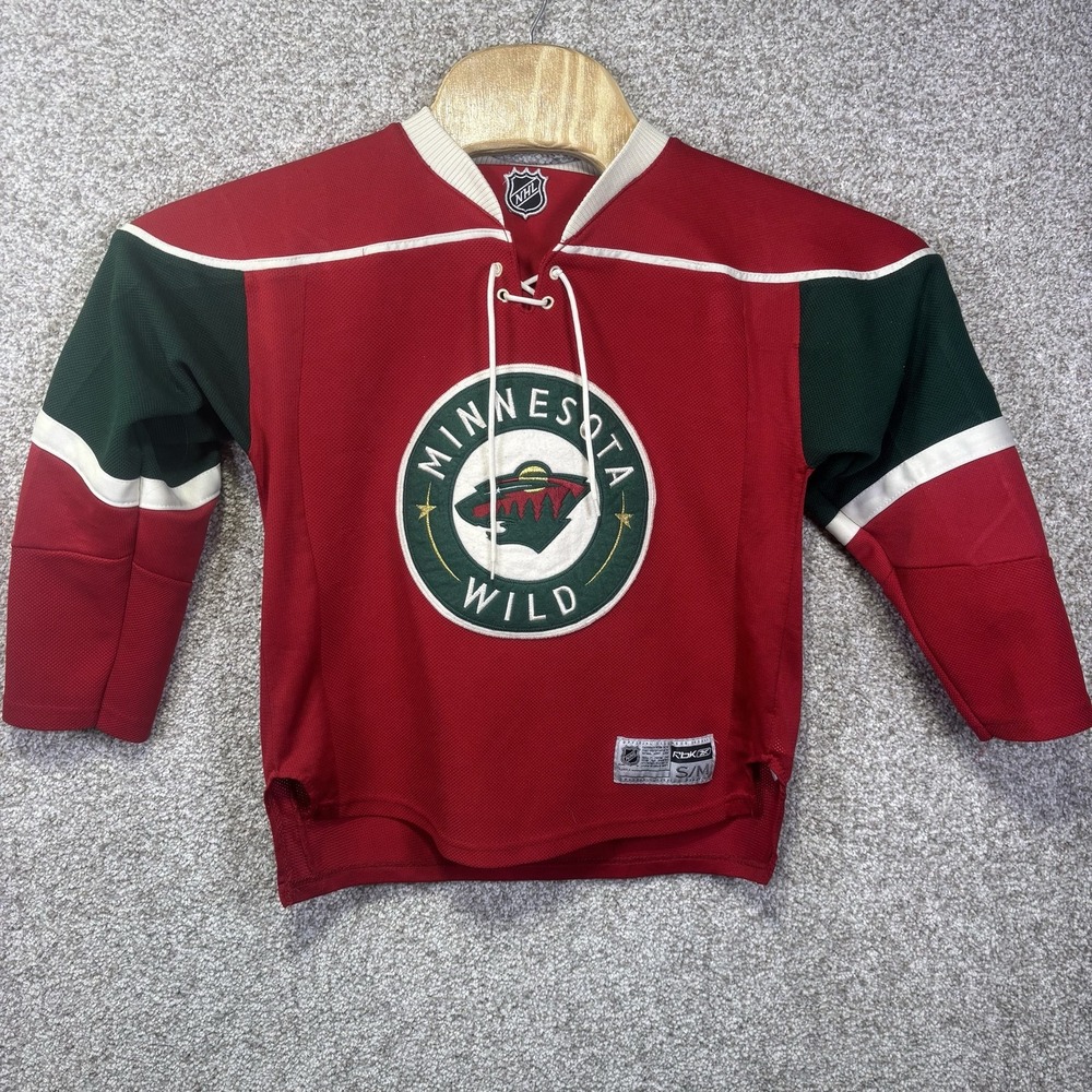 Minnesota Wild Jersey Boys Small Red NHL Hockey Reebok Havlat 14 Lace Up Youth